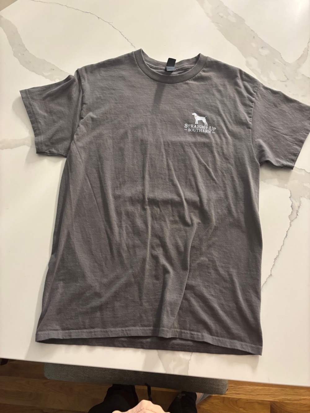 Gildan Short Sleeve Tee with White Logo - Gray